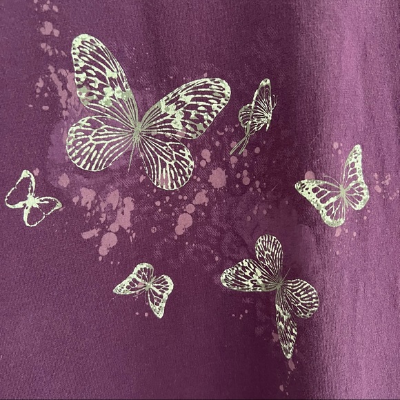 Northern Reflections Purple Butterfly T-Shirt Size XL - Picture 4 of 7